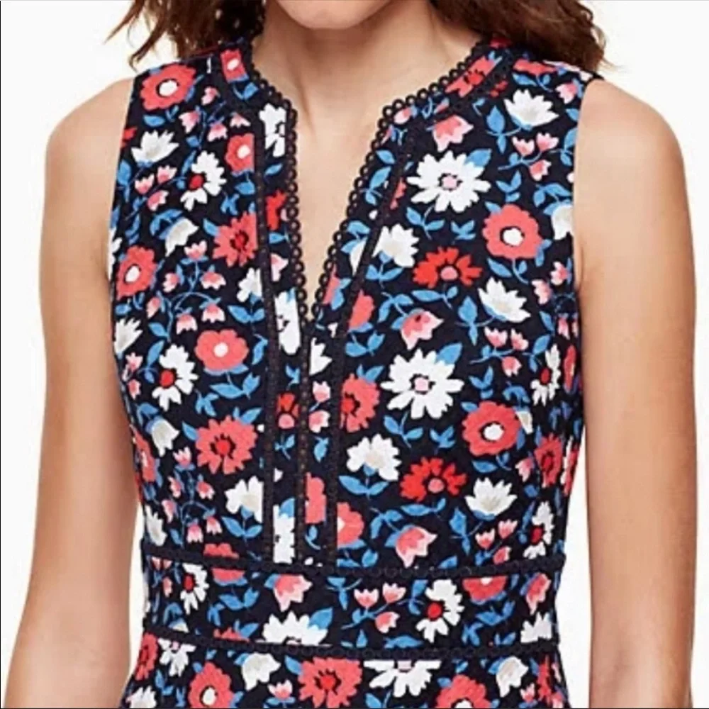 Kate Spade Shore Thing Floral Daisy Jacquard Sheath Dress Size 4 NWT